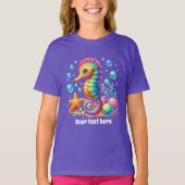 T-shirt Hippocampe mignon ajouter du texte filles (Devant)