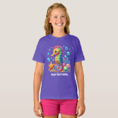 T-shirt Hippocampe mignon ajouter du texte filles (Devant entier)