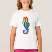 T-shirt Hippocampe polygonal arc-en-ciel (Devant)