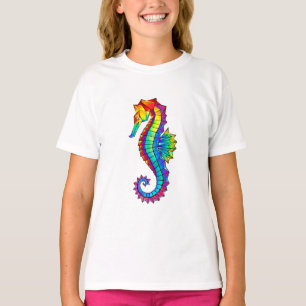 T-shirt Hippocampe polygonal arc-en-ciel