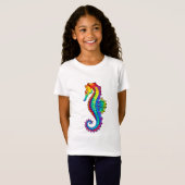 T-Shirt Hippocampe polygonal arc-en-ciel (Devant entier)