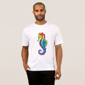 T-shirt Hippocampe polygonal arc-en-ciel (Devant entier)