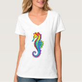 T-shirt Hippocampe polygonal arc-en-ciel (Devant)