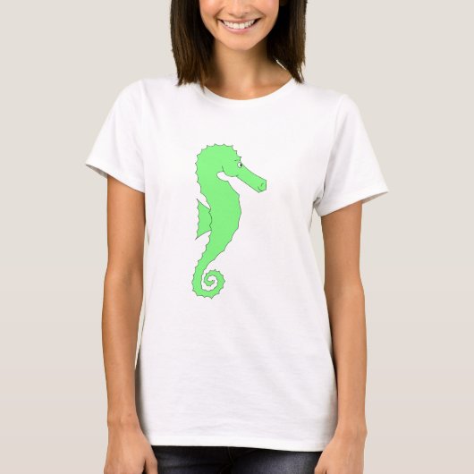 T-shirt Hippocampe vert sur le blanc (Devant)