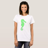T-shirt Hippocampe vert sur le blanc (Devant entier)