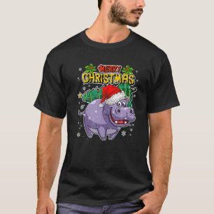 T-shirt Hippopotame de Noël - Animaux de Noël doux - Hippo