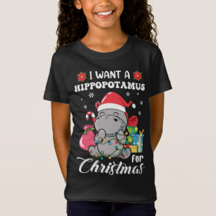 T-Shirt Hippopotame de Noël Cute Xmas Hippo à Père Noël Ha