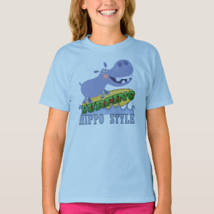 T-shirt Hippopotame de surfer