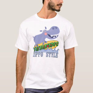 T-shirt Hippopotame de surfer