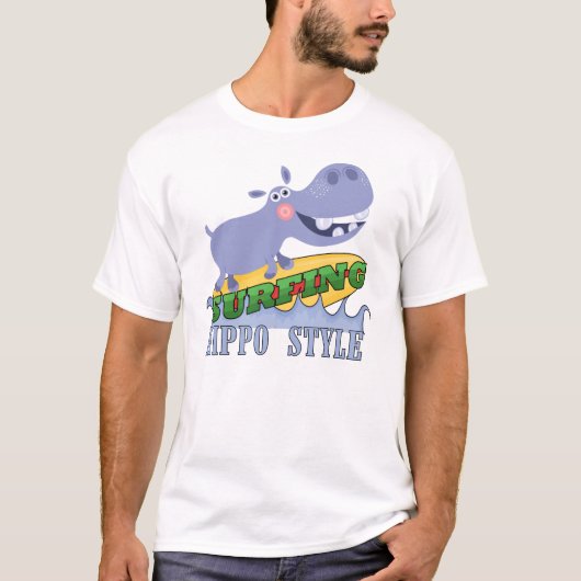 T-shirt Hippopotame de surfer (Devant)