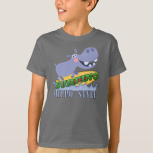 T-shirt Hippopotame de surfer
