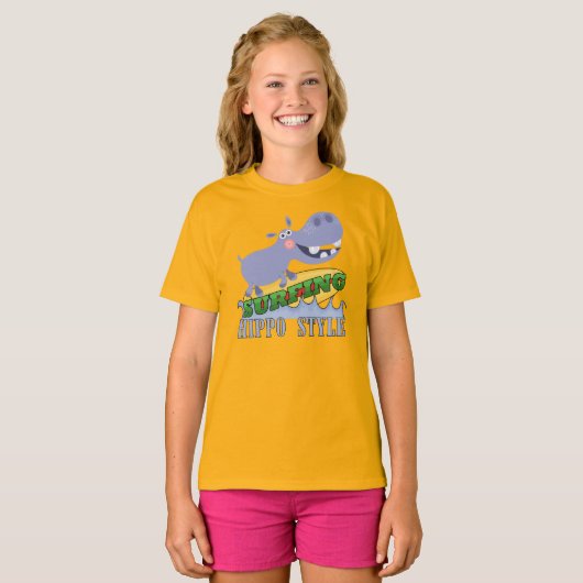 T-shirt Hippopotame de surfer (Devant entier)