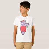 T-shirt Hippopotame en mariée avec voile et nœud (Devant entier)