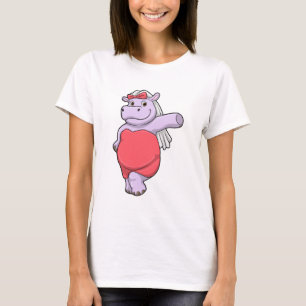 T-shirt Hippopotame en mariée avec voile et nœud