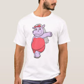 T-shirt Hippopotame en mariée avec voile et nœud (Devant)