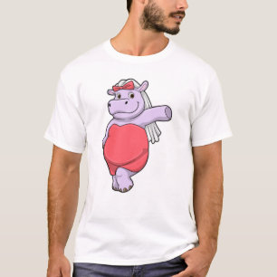 T-shirt Hippopotame en mariée avec voile et nœud