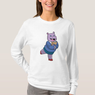 T-shirt Hippopotame en secrétaire avec bloc-notes