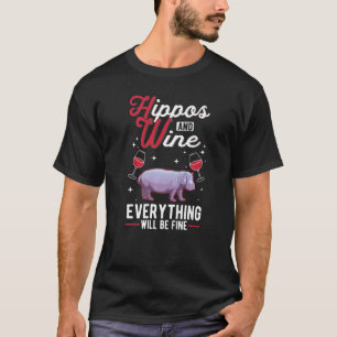 T-shirt Hippopotame Et Hippopotame Du Vin Hippopotame