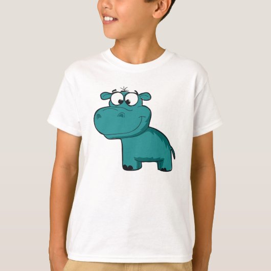 T-shirt Hippopotame heureux bleu (Devant)