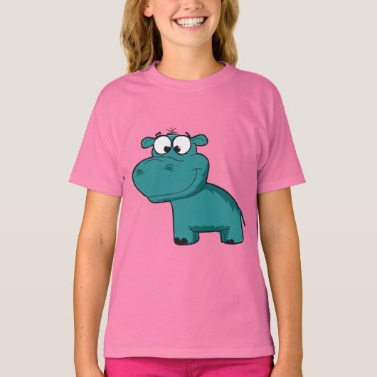 T-shirt Hippopotame heureux bleu (Devant)