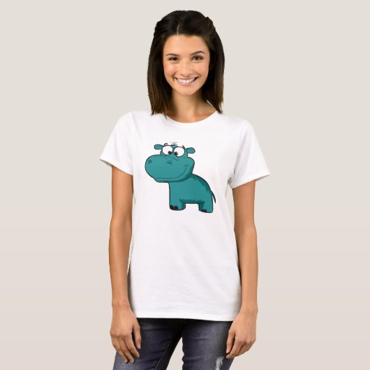 T-shirt Hippopotame heureux bleu (Devant entier)