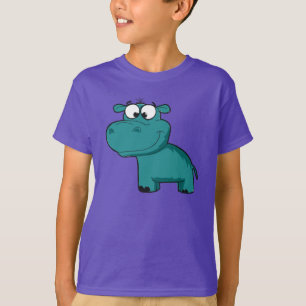 T-shirt Hippopotame heureux bleu