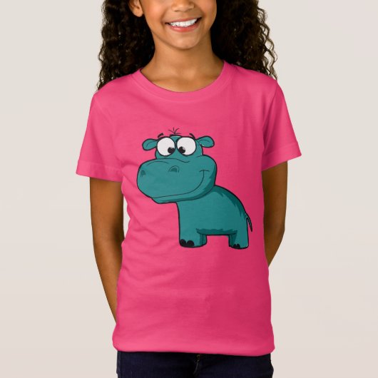 T-Shirt Hippopotame heureux bleu (Devant)