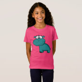 T-Shirt Hippopotame heureux bleu (Devant entier)
