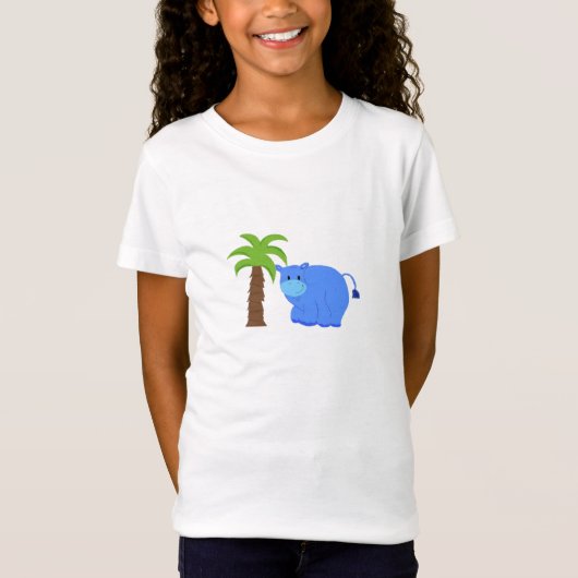 T-Shirt Hippopotame près d'un palmier (Devant)
