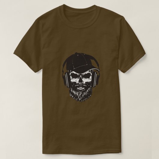 T-shirt Hipster avec casque de barbe et basecap (Design devant)