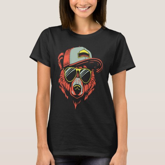 T-shirt Hipster Bear Illustration (Devant)