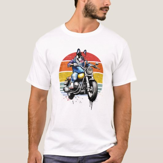 T-shirt Hipster Bulldog Biker Shirt - Funny Chien Tee (Devant)