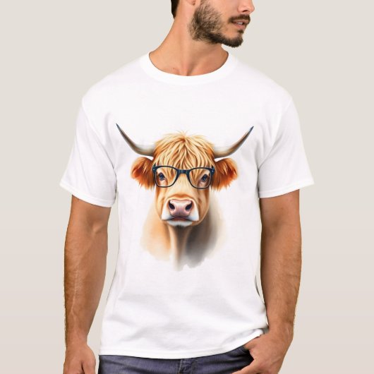 T-shirt Hipster Cow with Glasses (Devant)
