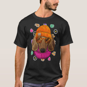 T-shirt Hipster Dachshund Geek Nerd lunettes chien amour p