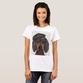 T-shirt Hipster Dachshund Noir et Tan (Devant entier)