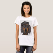 T-shirt Hipster Dachshund Noir et Tan (Devant entier)