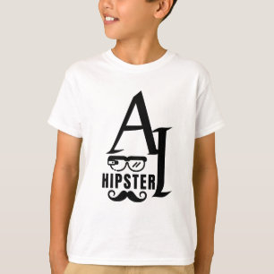 T-shirt Hipster IA avec lunettes portatives et moustache
