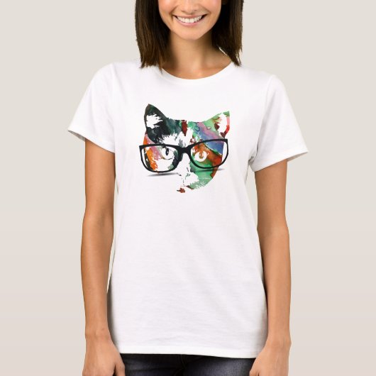 T-shirt Hipster Kitty avec lunettes (Devant)