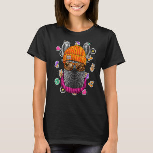 T-shirt Hipster Llama Geek Nerd Lunettes Animal Love Paix