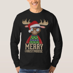 T-shirt Hipster Moose - Santa Hat - Joyeux Christmoose Chr