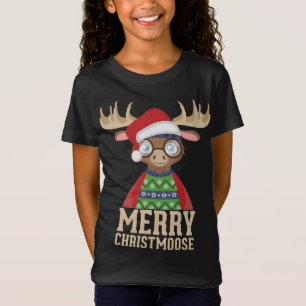 T-Shirt Hipster Moose - Santa Hat - Joyeux Christmoose Chr
