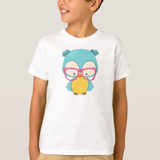 T-shirt Hipster Owl, Chouette Avec Lunettes, Chouette Mign (Devant)
