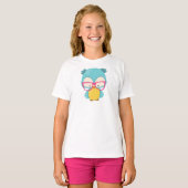 T-shirt Hipster Owl, Chouette Avec Lunettes, Chouette Mign (Devant entier)