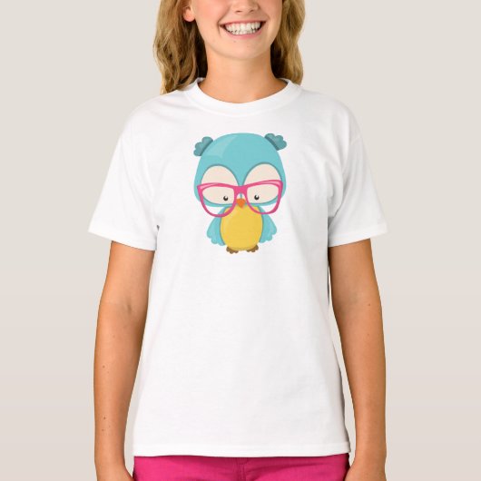 T-shirt Hipster Owl, Chouette Avec Lunettes, Chouette Mign (Devant)