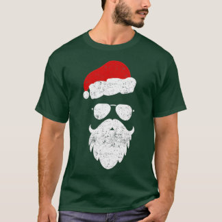 T-shirt Hipster Père Noël Beard Aviateur Lunettes de solei