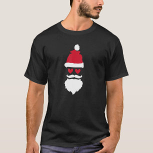 T-shirt Hipster Père Noël Visage Avec Barbe Casquette & Co
