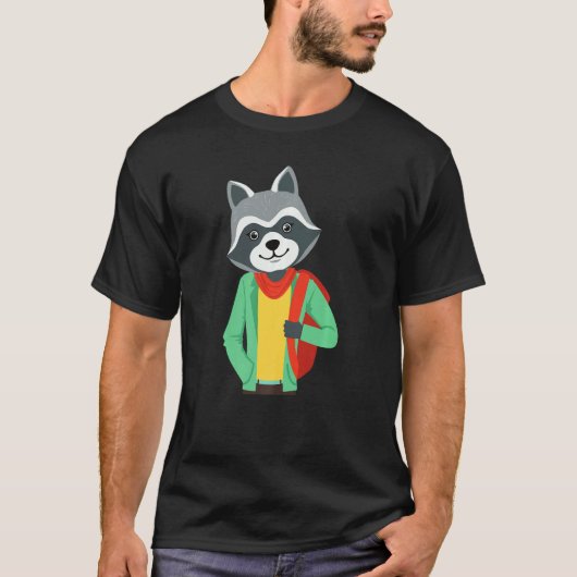 T-shirt Hipster Raccoon portant veste Goofy Geek Raccoon (Devant)
