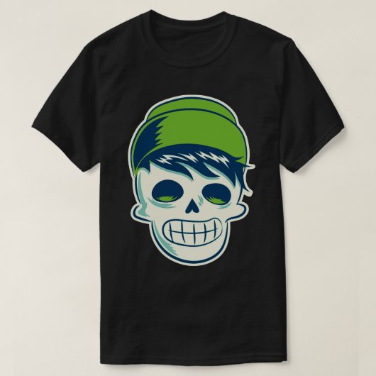 T-shirt Hipster Skeleton avec Beanie (Design devant)