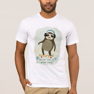T-shirt Hipster Sloth   Rollin' Avec Mes Jams Lents