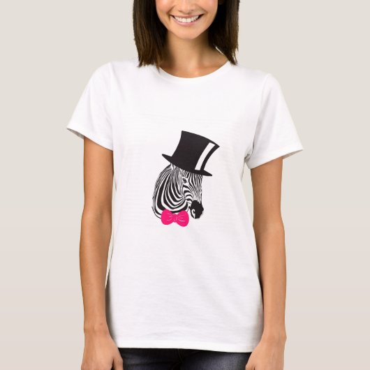 T-shirt Hipster Zebra avec chapeau supérieur et Cravate Bo (Devant)